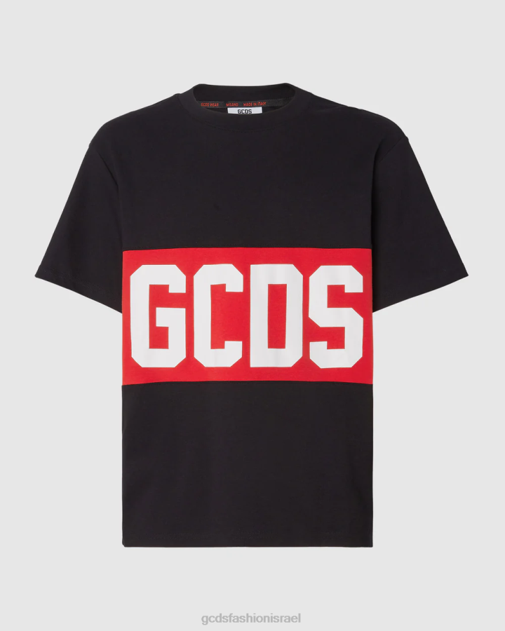 הַלבָּשָׁה GCDS חולצת טריקו רגילה להקת לוגו שָׁחוֹר גברים 0028310