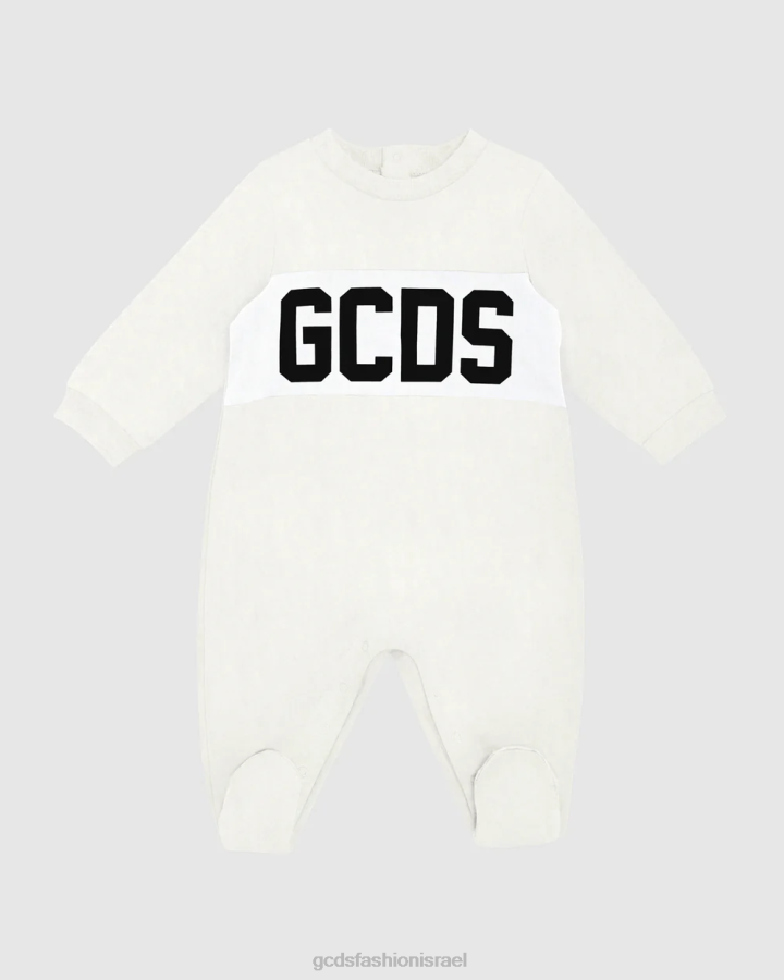 הַלבָּשָׁה GCDS חליפת משחק עם מוטיב לוגו צבע קרם ילדים 0028583