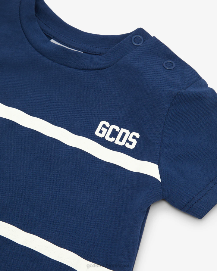 הַלבָּשָׁה GCDS חולצת טי של לוגו להקה נמוכה לתינוק כְּחוֹל ילדים 0028640