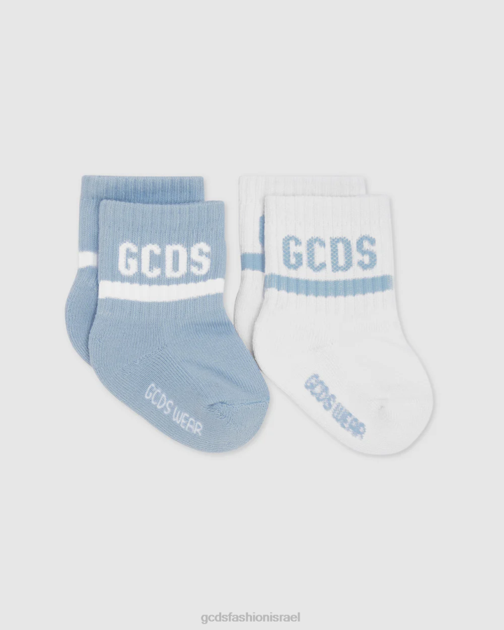 אבזר GCDS סט גרביים בשני חלקים מוטיב לוגו כחול בהיר ילדים 0028649
