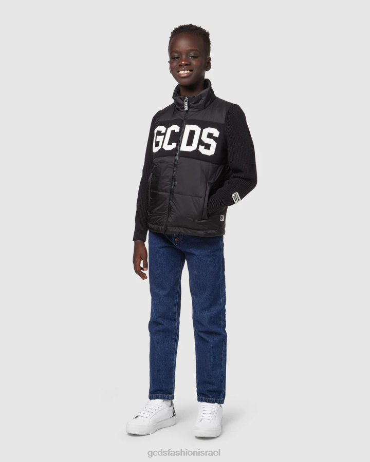 הַלבָּשָׁה GCDS מעיל עליון עם לוגו ג'וניור שָׁחוֹר ילדים 0028662