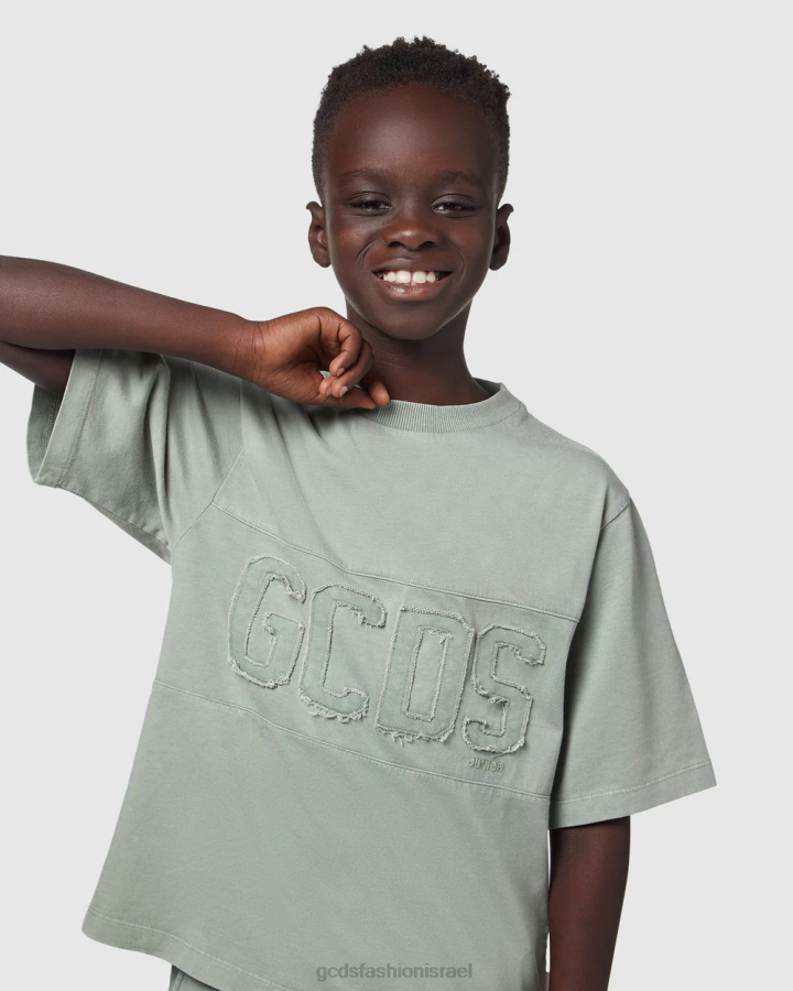 הַלבָּשָׁה GCDS חולצת טריקו להקת לוגו ג'וניור עם צבע יתר ירוק ילדים 0028707