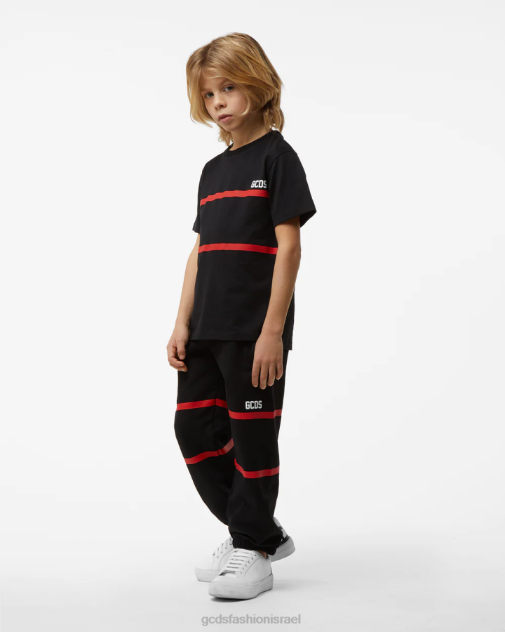 הַלבָּשָׁה GCDS חולצת לוגו של להקה נמוכה לג'וניור שָׁחוֹר ילדים 0028719