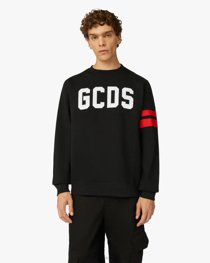 הַלבָּשָׁה GCDS לוגו צוואר צוואר רגיל שָׁחוֹר גברים 002873