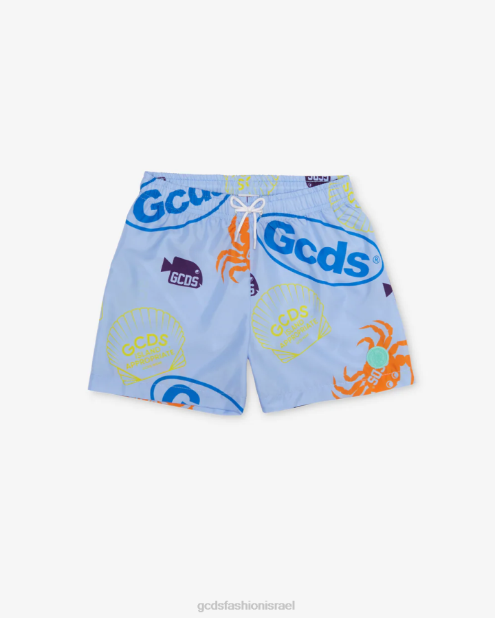 הַלבָּשָׁה GCDS מכנסי ים קצרים עם מעטפת ג'וניור כְּחוֹל ילדים 0028763