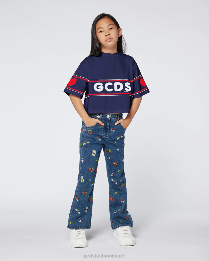 הַלבָּשָׁה GCDS חולצת טריקו עם לוגו ג'וניור קרופ כחול כהה ילדים 0028791