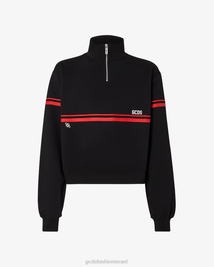 הַלבָּשָׁה GCDS Mockneck להקת לוגו נמוכה שָׁחוֹר גברים 002855