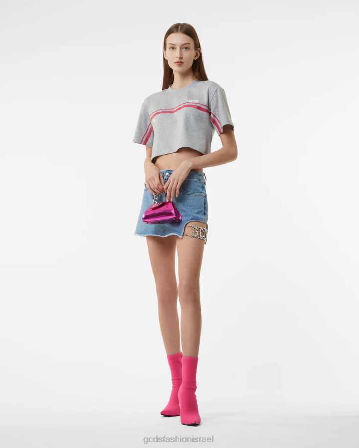 הַלבָּשָׁה GCDS bliss crop top אפור נשים 0028364