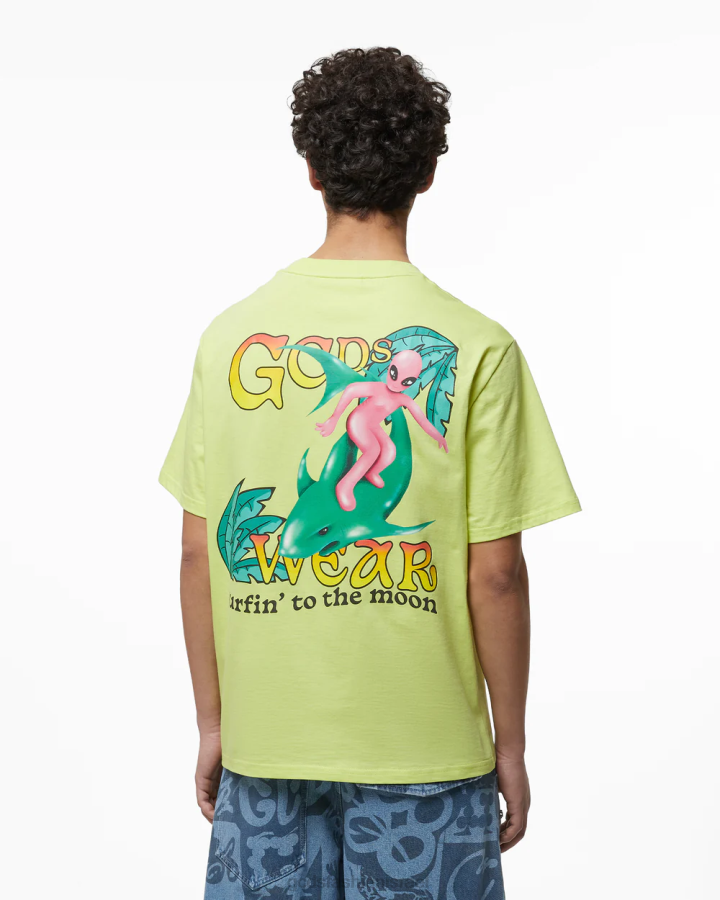 הַלבָּשָׁה GCDS חולצת טריקו רפויה מודפסת wirdo גלישה ליים גברים 0028100