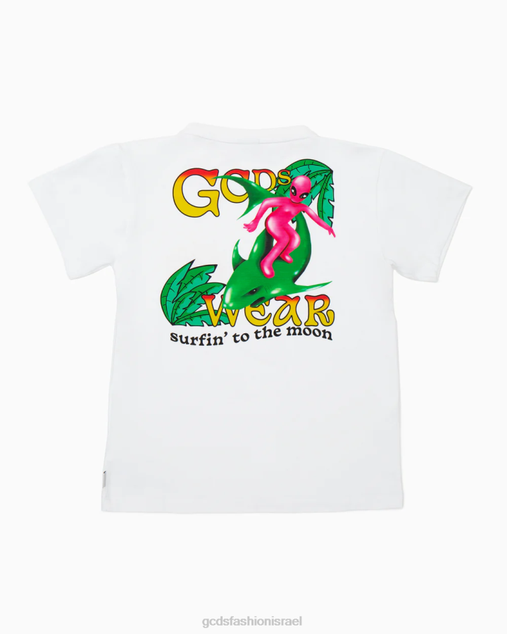 הַלבָּשָׁה GCDS חולצת טריקו מודפסת wirdo גלישת ג'וניור לבן ילדים 0028717