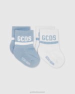 אבזר GCDS סט גרביים בשני חלקים מוטיב לוגו כחול בהיר ילדים 0028649
