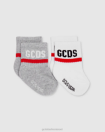 אבזר GCDS סט גרביים בשני חלקים מוטיב לוגו אפור ילדים 0028651
