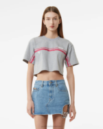הַלבָּשָׁה GCDS bliss crop top אפור נשים 0028364 - Image 3