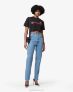 הַלבָּשָׁה GCDS bliss crop top שָׁחוֹר נשים 0028366 - Image 2
