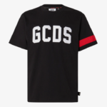 הַלבָּשָׁה GCDS חולצת טריקו רגילה לוגו שָׁחוֹר גברים 002879