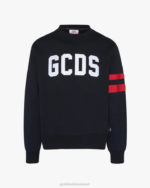 הַלבָּשָׁה GCDS לוגו צוואר צוואר רגיל שָׁחוֹר גברים 002873