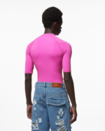 הַלבָּשָׁה GCDS לוגו קלאסי שרוולים קצרים rashguard ורוד פוקסיה גברים 002894 - Image 4