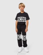 הַלבָּשָׁה GCDS מכנסי טרנינג להקת לוגו ג'וניור שָׁחוֹר ילדים 0028736 - Image 2