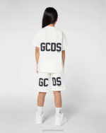 הַלבָּשָׁה GCDS מכנסי להקת לוגו ג'וניור צבע קרם ילדים 0028747 - Image 3