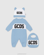 הַלבָּשָׁה GCDS סט מתנה לתינוק עם מוטיב לוגו שלושה חלקים כחול בהיר ילדים 0028578