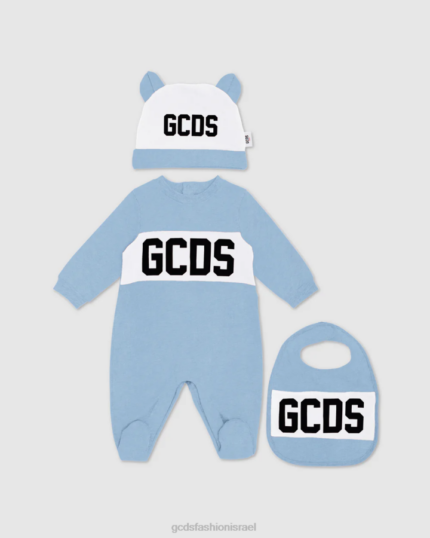 הַלבָּשָׁה GCDS סט מתנה לתינוק עם מוטיב לוגו שלושה חלקים כחול בהיר ילדים 0028578