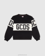 הַלבָּשָׁה GCDS צווארון צווארון להקת לוגו ג'וניור שָׁחוֹר ילדים 0028669