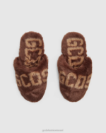 הַנעָלָה GCDS נעלי בית מפרווה מלאכותית חום גברים 0028193 - Image 2